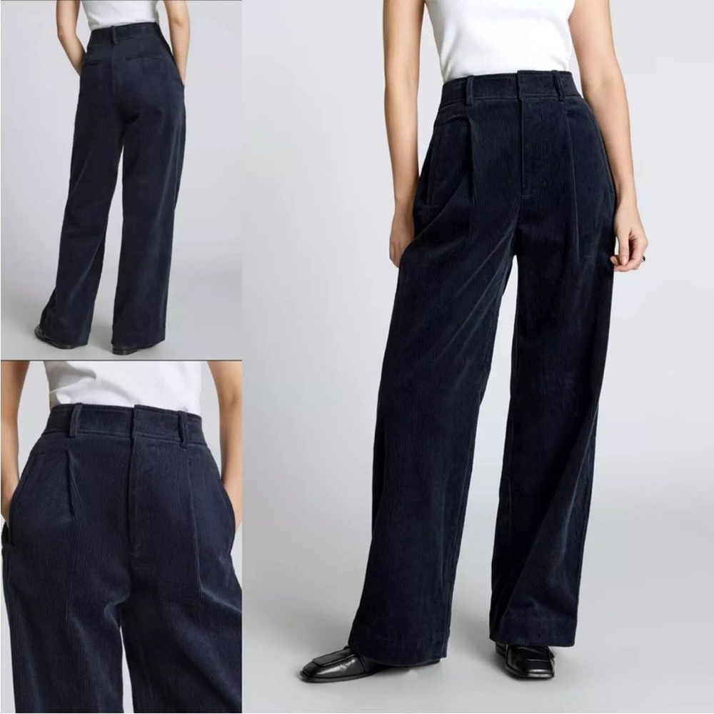 NWT 💙EVERLANE THE CORDUROY WAY HIGH DRAPE PANTS IN NAVY 4